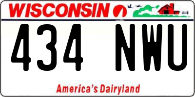 WI license plate 434NWU