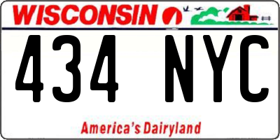 WI license plate 434NYC