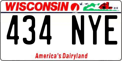 WI license plate 434NYE