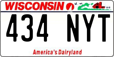 WI license plate 434NYT