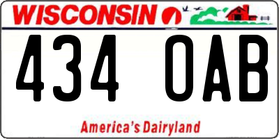 WI license plate 434OAB