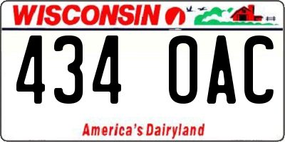 WI license plate 434OAC