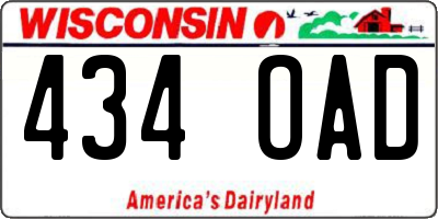 WI license plate 434OAD