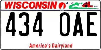 WI license plate 434OAE