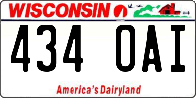 WI license plate 434OAI