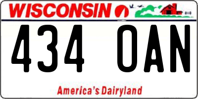 WI license plate 434OAN