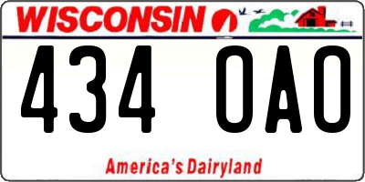 WI license plate 434OAO