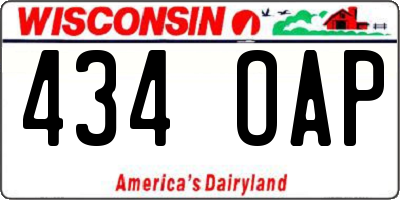 WI license plate 434OAP