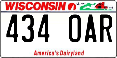 WI license plate 434OAR