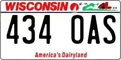 WI license plate 434OAS