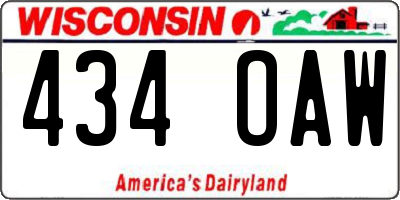 WI license plate 434OAW