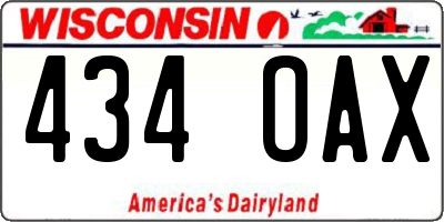 WI license plate 434OAX