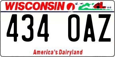 WI license plate 434OAZ