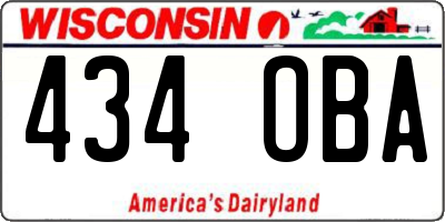 WI license plate 434OBA