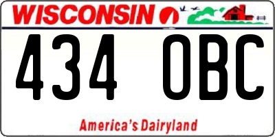 WI license plate 434OBC