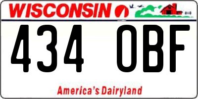 WI license plate 434OBF