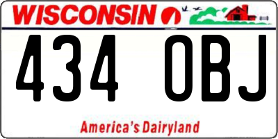 WI license plate 434OBJ