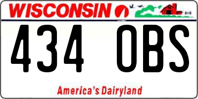 WI license plate 434OBS