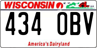 WI license plate 434OBV