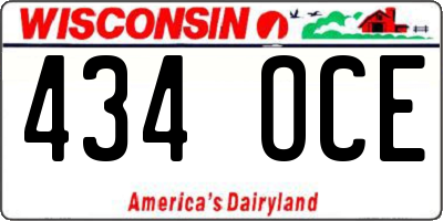 WI license plate 434OCE