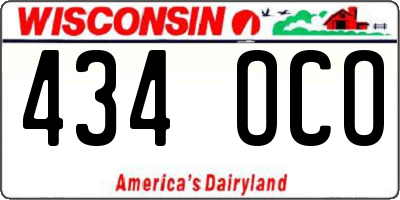 WI license plate 434OCO