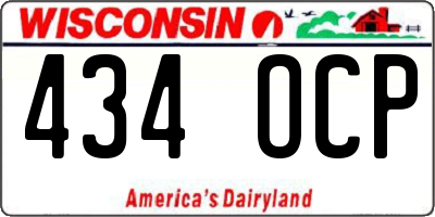 WI license plate 434OCP