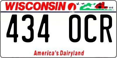 WI license plate 434OCR