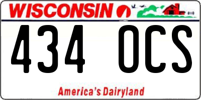 WI license plate 434OCS