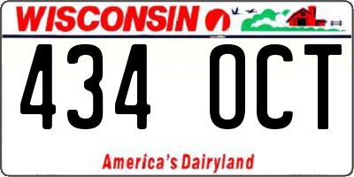 WI license plate 434OCT