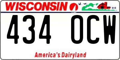 WI license plate 434OCW
