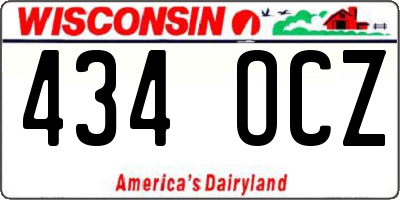 WI license plate 434OCZ