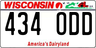 WI license plate 434ODD