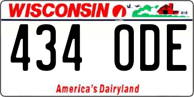 WI license plate 434ODE