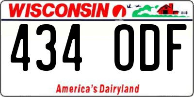 WI license plate 434ODF