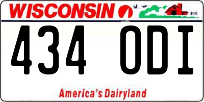 WI license plate 434ODI