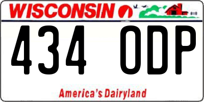 WI license plate 434ODP