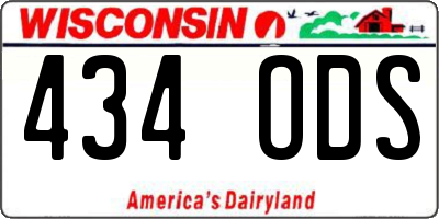 WI license plate 434ODS