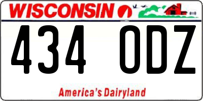 WI license plate 434ODZ