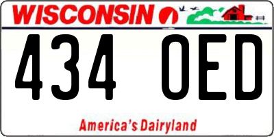 WI license plate 434OED