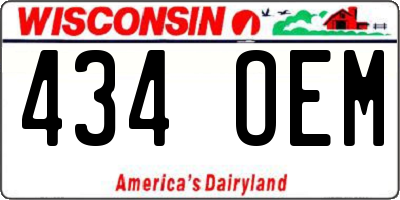WI license plate 434OEM