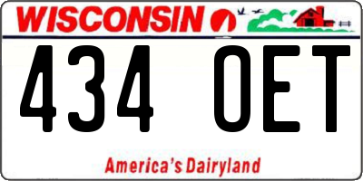 WI license plate 434OET