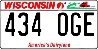 WI license plate 434OGE