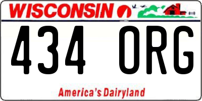 WI license plate 434ORG