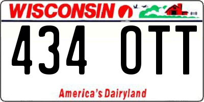 WI license plate 434OTT