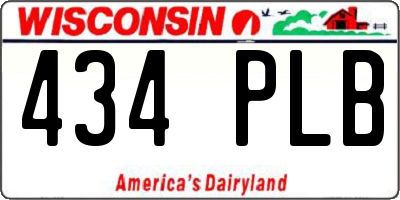 WI license plate 434PLB