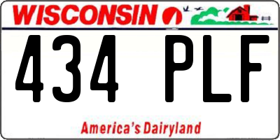 WI license plate 434PLF