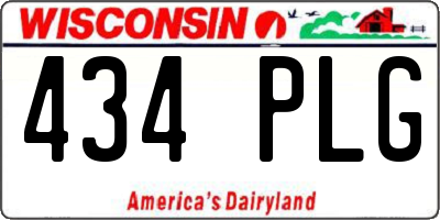 WI license plate 434PLG