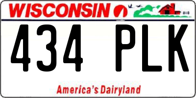 WI license plate 434PLK