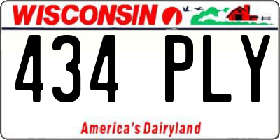 WI license plate 434PLY