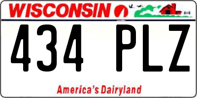 WI license plate 434PLZ